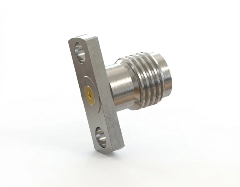 SMA Female 2-Hole Flange Mount RF Connector – Field Replaceable, 10.2mm Hole Spacing, 0.38mm Pin Diameter
