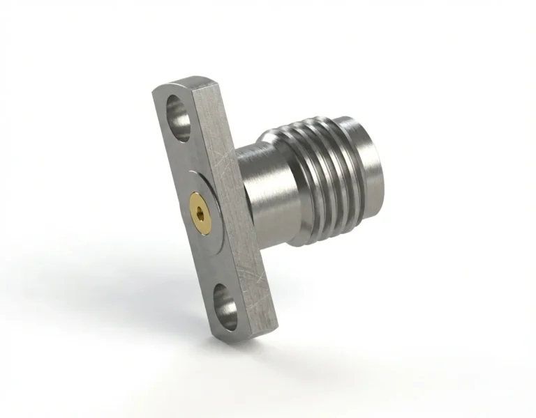 SMA Female 2-Hole Flange Mount RF Connector – Field Replaceable, 10.2mm Hole Spacing, 0.3mm Pin Diameter