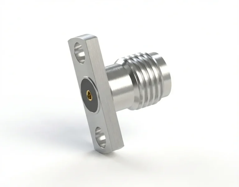 SMA Female 2-Hole Flange Mount RF Connector – Field Replaceable, 10.2mm Hole Spacing, 0.9mm Pin Diameter