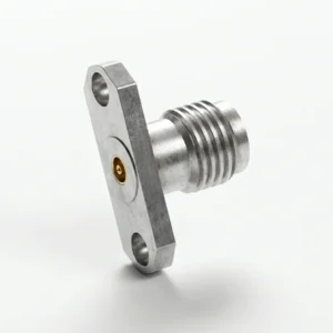 SMA Female 2-Hole Flange Mount RF Connector – Field Replaceable, 12.22mm Hole Spacing, 0.38mm Pin Diameter