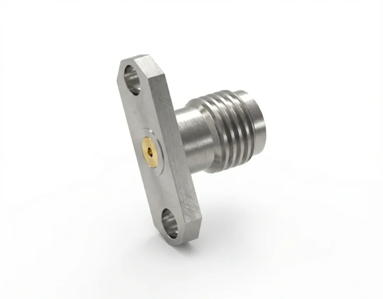 SMA Female 2-Hole Flange Mount RF Connector – Field Replaceable, 12.22mm Hole Spacing, 0.3mm Pin Diameter