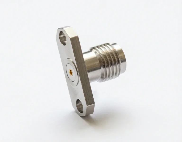 SMA Female 2-Hole Flange Mount RF Connector – Field Replaceable, 12.22mm Hole Spacing, 0.46mm Pin Diameter