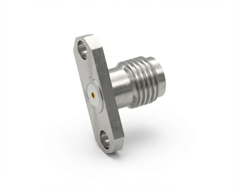 SMA Female 2-Hole Flange Mount RF Connector – Field Replaceable, 12.22mm Hole Spacing, 0.51mm Pin Diameter