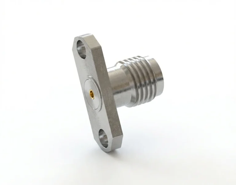 SMA Female 2-Hole Flange Mount RF Connector – Field Replaceable, 12.22mm Hole Spacing, 0.9mm Pin Diameter
