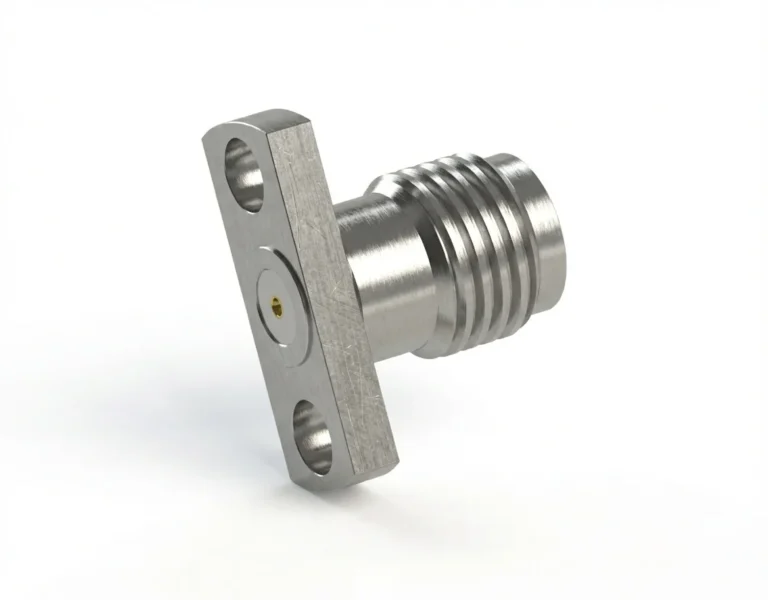 SMA Female 2-Hole Flange Mount RF Connector – Field Replaceable, 12.7mm Hole Spacing, 0.38mm Pin Diameter