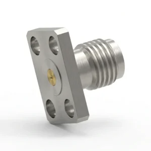 SMA Female 4-Hole Flange Mount RF Connector – Field Replaceable, 5.64mm Hole Spacing, 0.38mm Pin Diameter