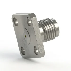 SMA Female 4-Hole Flange Mount RF Connector – Field Replaceable, 8.64mm Hole Spacing, 0.3mm Pin Diameter