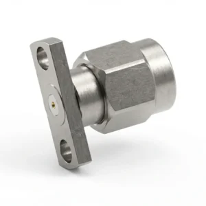 SMA オス 2穴フランジマウント RF コネクタ – 現場交換可能、穴間隔 10.2mm、ピン径 0.38mm