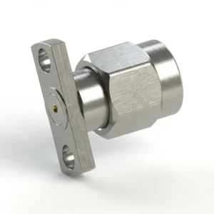 SMA Male 2-Hole Flange Mount RF Connector – Field Replaceable, 10.2mm Hole Spacing, 0.46mm Pin Diameter