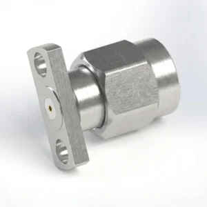 SMA オス 2穴フランジマウント RF コネクタ – 現場交換可能、穴間隔 9mm、ピン径 0.23mm