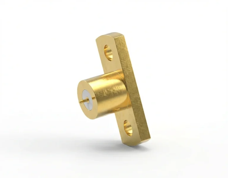 SMP Male Full Detent RF Connector – 2-Hole Flange Mount, 8.3mm Hole Spacing, 0.3mm Pin Diameter, Pin Terminal