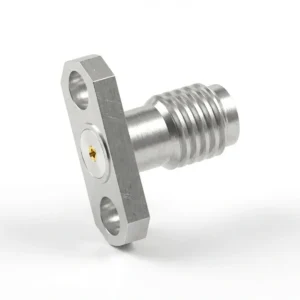 HF-Steckverbinder SSMA, Buchse, 2-Loch-Flanschmontage – vor Ort austauschbar, Lochabstand 8,3 mm, Stiftdurchmesser 0,46 mm