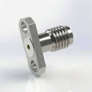 HF-Steckverbinder SSMA, Buchse, 2-Loch-Flanschmontage – vor Ort austauschbar, Lochabstand 8,3 mm, Stiftdurchmesser 0,9 mm
